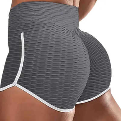 Women's High Waist Butt Lift Peach Hip Skinny Bubble Sports Fitness Yoga Biker Shorts