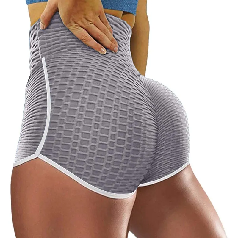 Women's High Waist Butt Lift Peach Hip Skinny Bubble Sports Fitness Yoga Biker Shorts