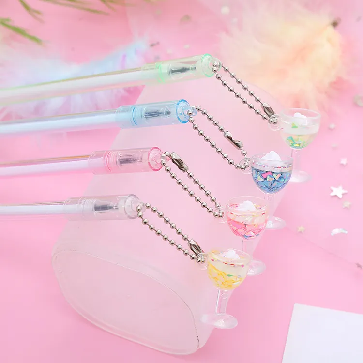 Cute Ice Cream Cup Pendant Gel Pen Office Stationery Writing Tool