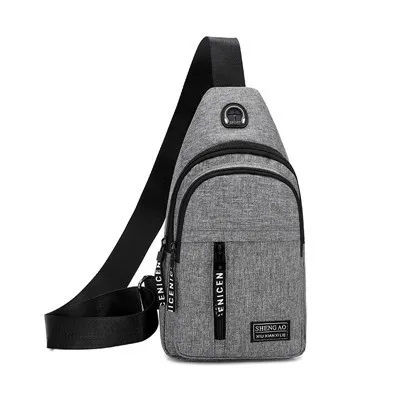 Men Fashion Double Zipper Waist Chest Bag Polyester Solid Color