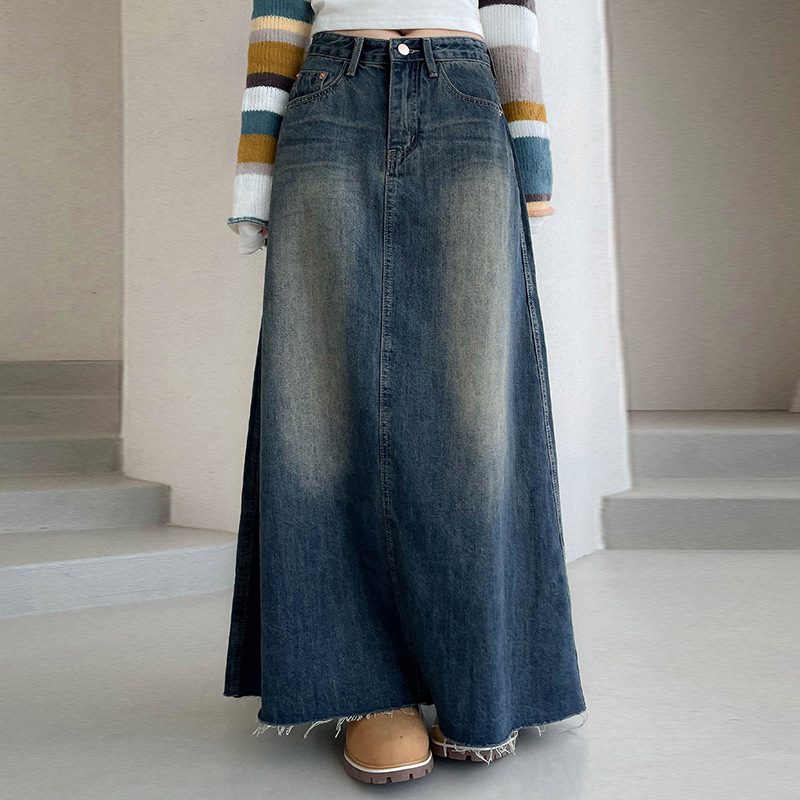 スカート [TEAK] COTTON DENIM SKIRT Walker Denim Skirt – ORTTU