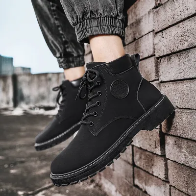Men Fashion Chunky Heel Thick-Soled Warm Boots