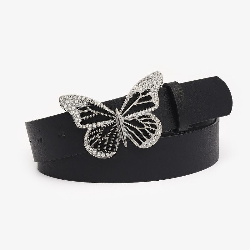 GANNI Black butterfly rhinestones belt