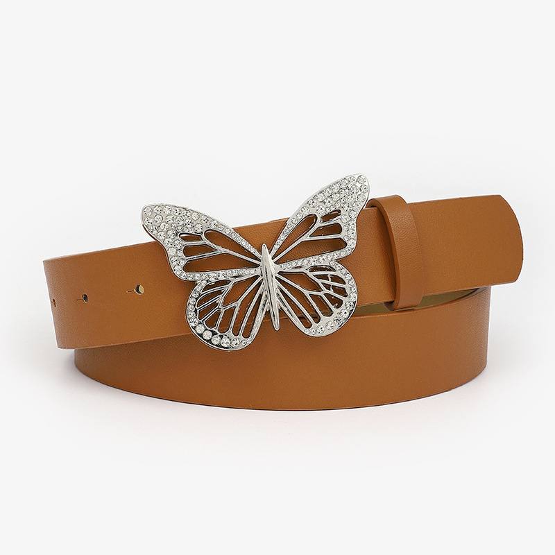 Wholesale Women Elegant Fashion Rhinestone Butterfly Buckle Belt