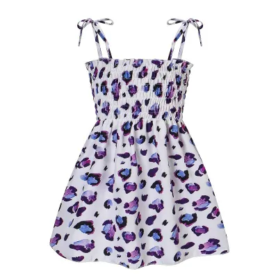 Girls Sleeveless Flower Print Suspenders Princess Dress for Toddlers