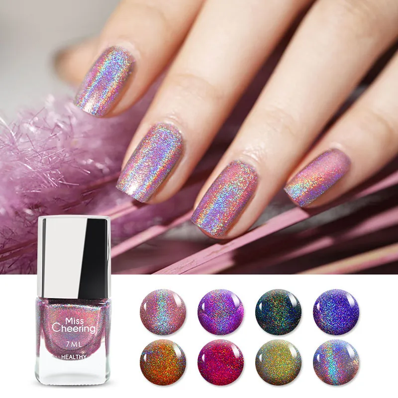 Women's Laser Sequin Multicolor Nail Polish - Shimmer Glitter Any Skin Type