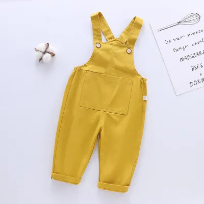 Toddlers Newborn Baby Girls Boys Solid Color Jumpsuit Overalls Long Cotton Casual