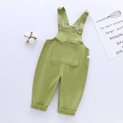 Toddlers Newborn Baby Girls Boys Solid Color Jumpsuit Overalls Long Cotton Casual