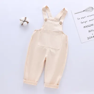 Toddlers Newborn Baby Girls Boys Solid Color Jumpsuit Overalls Long Cotton Casual