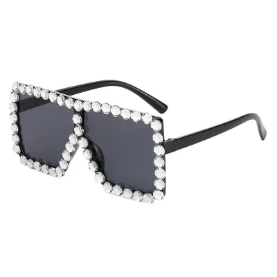 Kids Toddlers Square Retro Rhinestones Sunglasses Plastic Frame AC Lens