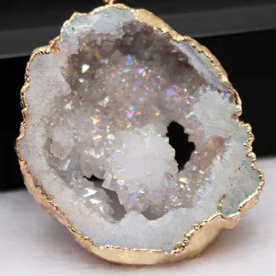 Natural Agate Stone Colorful Irregular Crystal Cluster Pendant Necklace Without Chain
