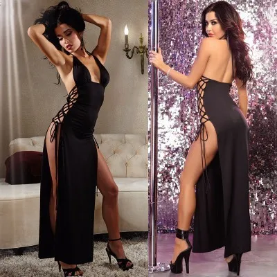Women Sexy Lingerie Hollow Lace-Up See-Through Sleepdress