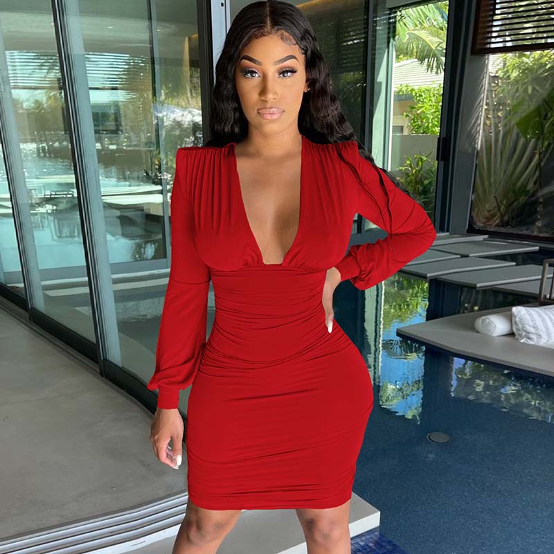 Wholesale Women Fashion Sexy Deep V Neck Long Sleeve Solid Wholesale Women Fashion Sexy Deep V Neck Long Sleeve Solid