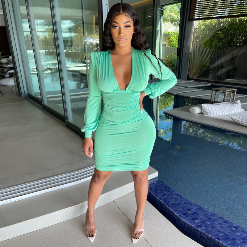 Wholesale Women Fashion Sexy Deep V Neck Long Sleeve Solid Wholesale Women Fashion Sexy Deep V Neck Long Sleeve Solid