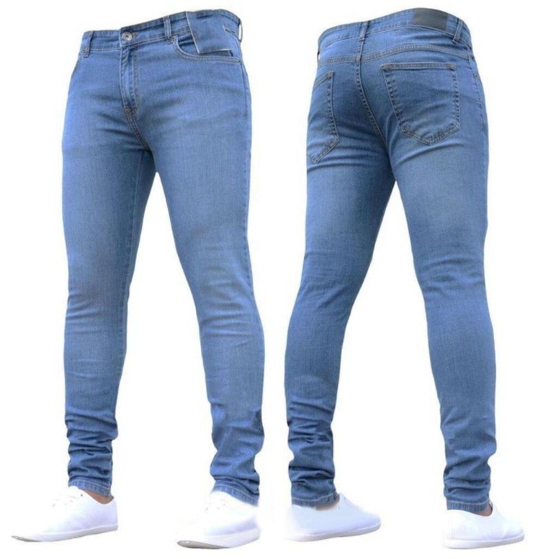 Wholesale Men Fashion Simple Solid Skinny Jeans