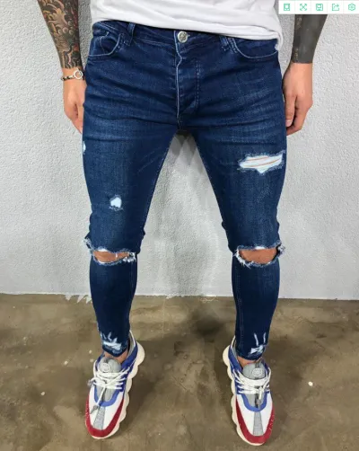 Men Personality Ripped Stretch Skinny Jeans
