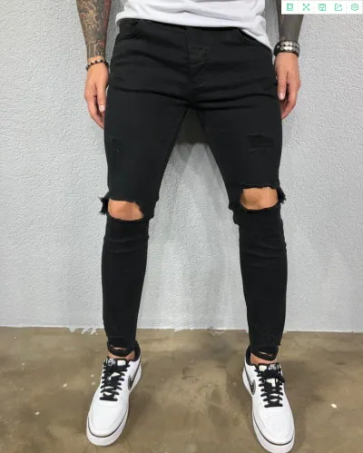 Men Personality Ripped Stretch Skinny Jeans
