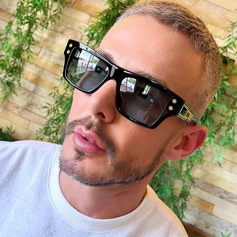 Wholesale Unisex Half Mirror Metal Chain Square Sunglasses
