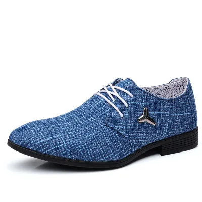 Men Casual Large Size Plaid Linen Breathable Shoes