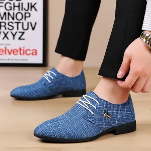 Men Casual Large Size Plaid Linen Breathable Shoes