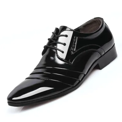 Men Business Casual Frosted Leather Shoes Low Top Pointed Toe