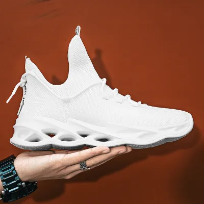 Men Fashion Mesh Breathable Sneakers Low Top Solid Color