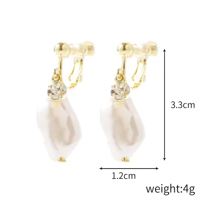 Women's Fashion Diamond Irregular Pearl Dangle Earrings