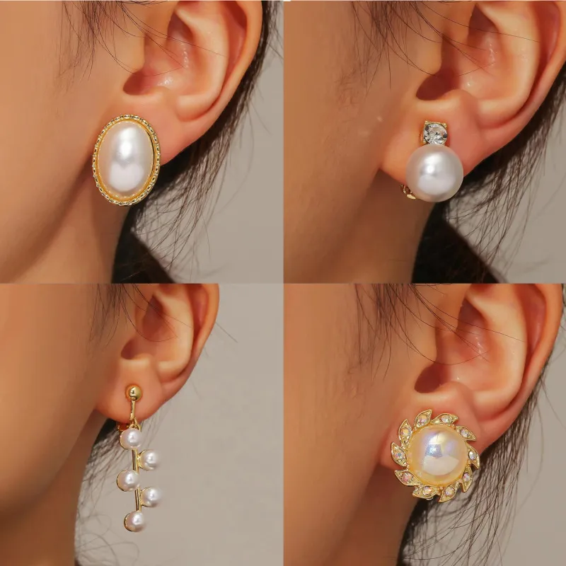 Women's Fashion Diamond Irregular Pearl Dangle Earrings