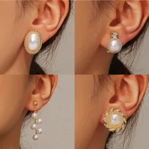 Women's Fashion Diamond Irregular Pearl Dangle Earrings