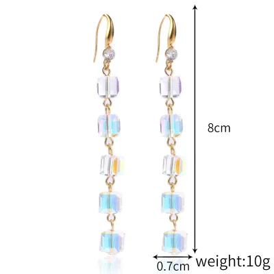 Women'S Fashion Natural Austrian Crystal Handmade Tassel Earrings