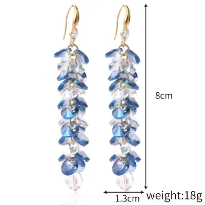 Women'S Fashion Natural Austrian Crystal Handmade Tassel Earrings