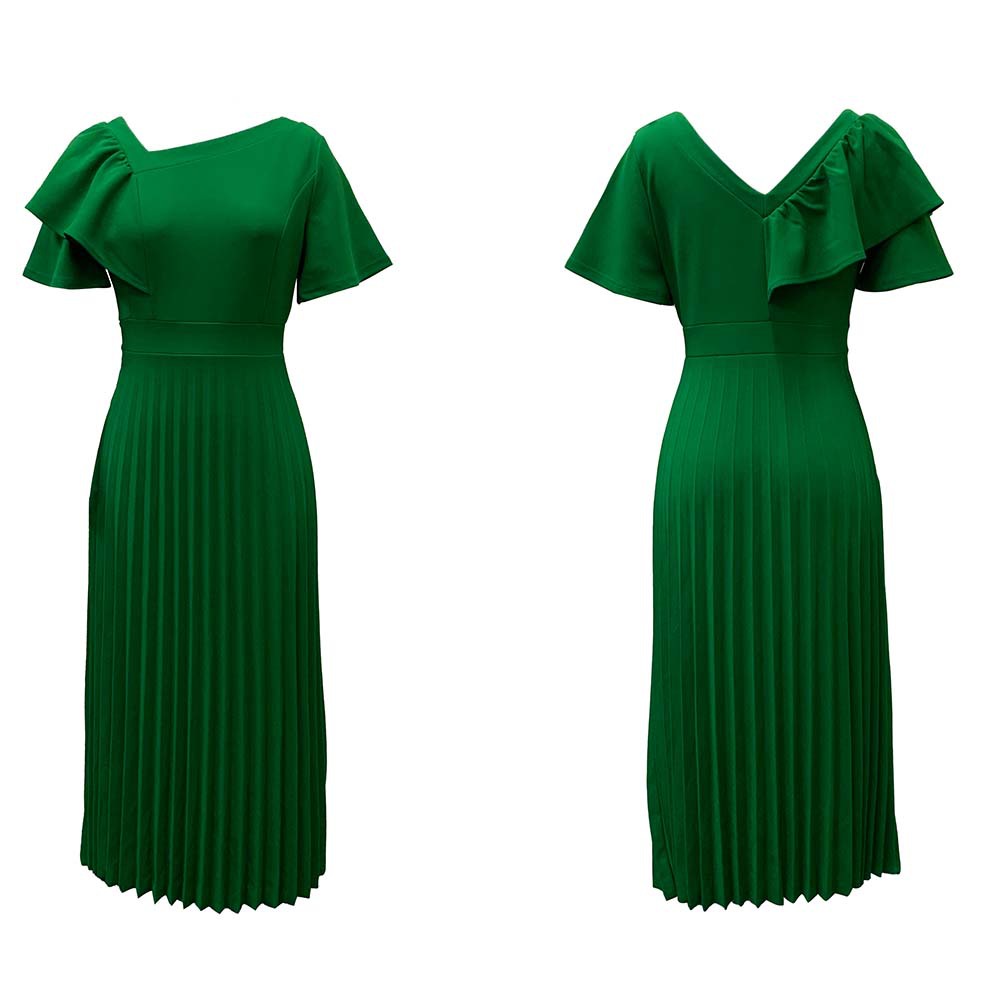 ミストレアスBicolor Ruffle Pleated Dress ミストレアス Bicolor Ruffle Pleated Dress
