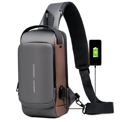 Men Casual Anti-Splash Oxford Cloth PU Leather Shoulder Bag