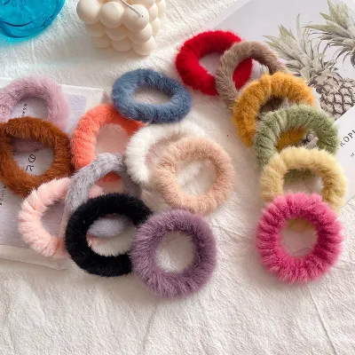 Women Sweet Candy-Colored Plush Velvet Hair Ring