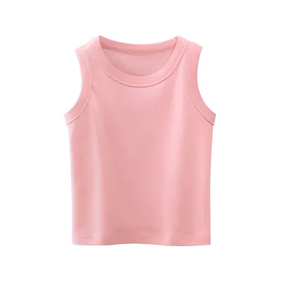 Toddlers Boys Solid Color Sleeveless Round Neck Cotton Vest Top Casual Basic