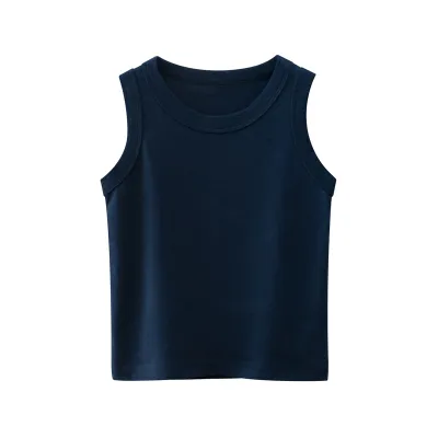 Toddlers Boys Solid Color Sleeveless Round Neck Cotton Vest Top Casual Basic