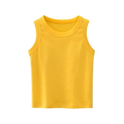 Toddlers Boys Solid Color Sleeveless Round Neck Cotton Vest Top Casual Basic