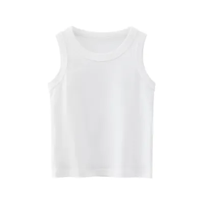 Toddlers Boys Solid Color Sleeveless Round Neck Cotton Vest Top Casual Basic