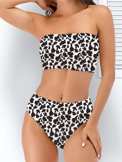 Women Printed Bandeau Bikini Sexy Two-Piece Swimsuit