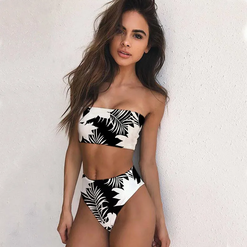 Women Printed Bandeau Bikini Sexy Two-Piece Swimsuit