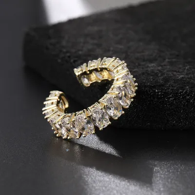 Women's Fashion Copper Inlaid Zircon Colorful Glitter Open Ring