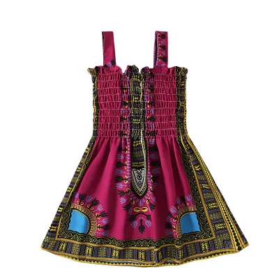 Kids Baby Girls Bohemian Print Sling Dress Sleeveless Vacation A Line Suspenders