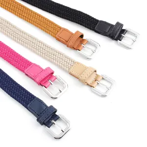 Unisex Fashion Elastic Casual Imitation Leather Belt with Alloy Buckle