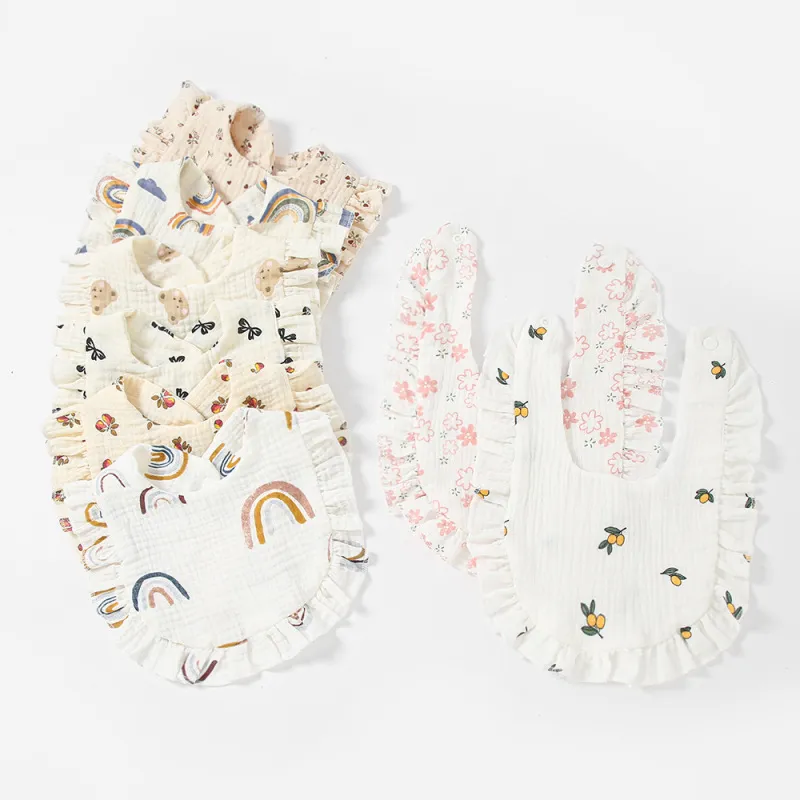 Toddlers Newborn Baby Fashion Printed Ruffle Bib Burp Cloth Unisex