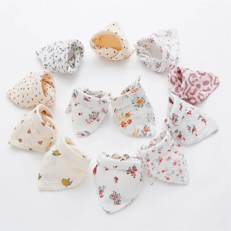 Newborn Baby Unisex Print Bib Burp Cloth Pure Cotton Kids Accessories