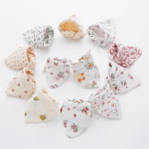 Newborn Baby Unisex Print Bib Burp Cloth Pure Cotton Kids Accessories