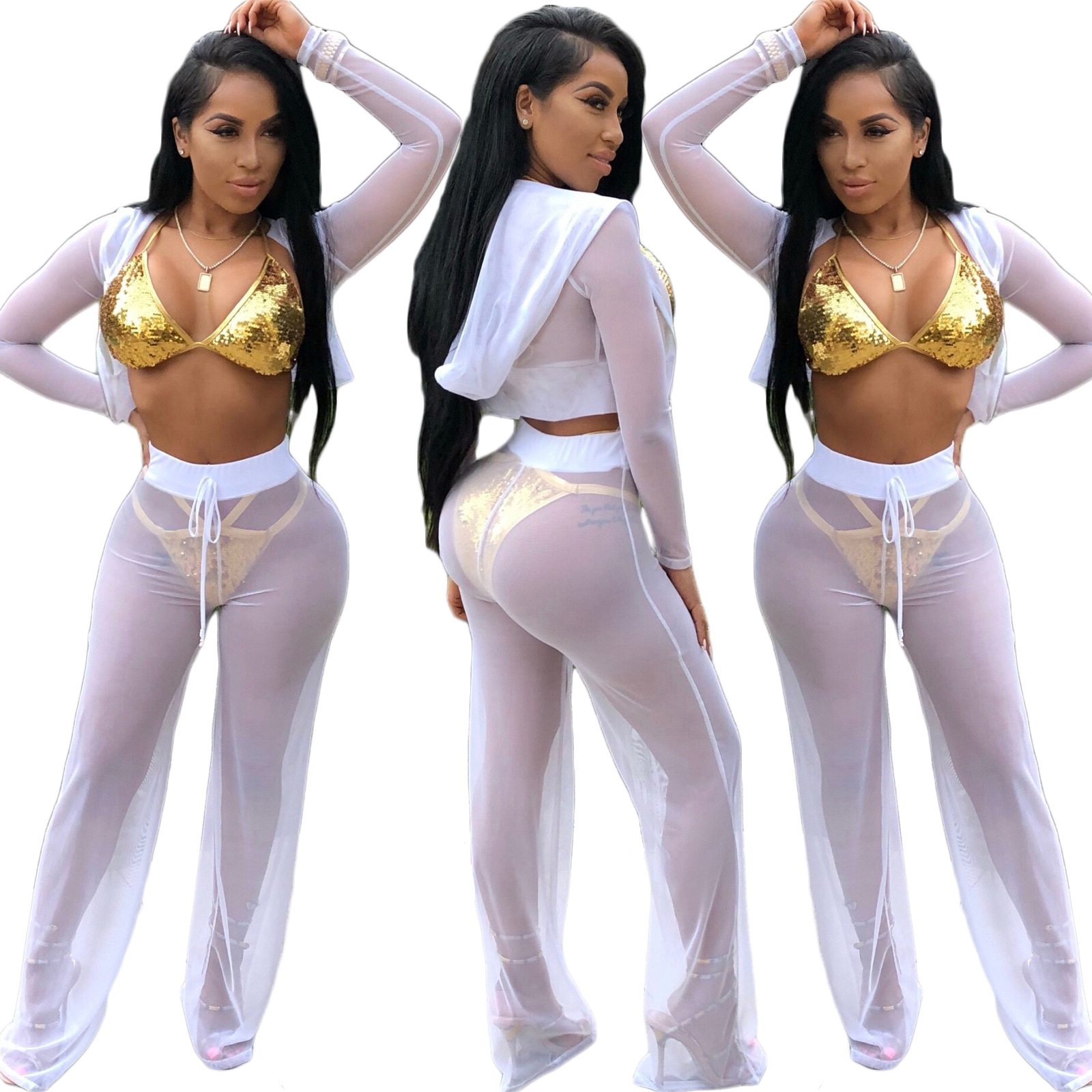 NEW * Yelete Women Side Colored Mesh Active Wear Set - Gray and
