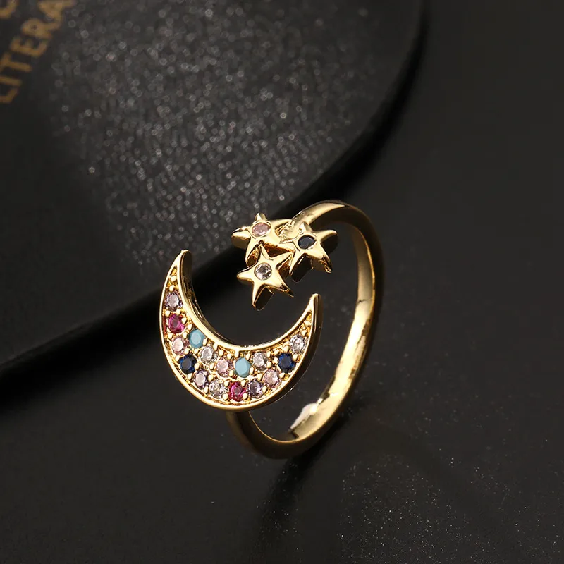 Women's Creative Fashion Star Moon Open Ring
