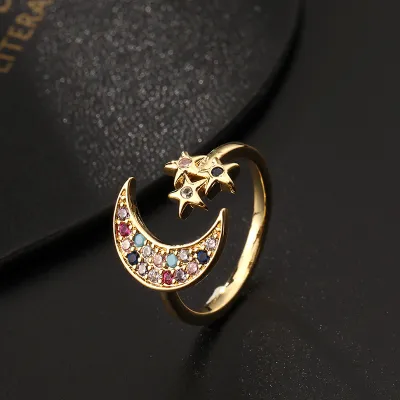 Women's Creative Fashion Star Moon Open Ring