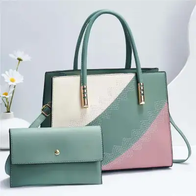 Women's Fashion Color Block Mother Bag Handbag